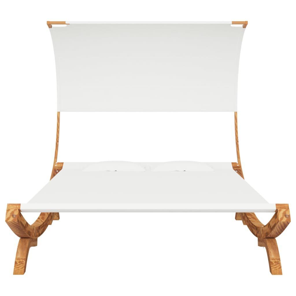 vidaXL Hängematte Hängematte mit Dach 165x210x155 cm Bugholz Massiv Creme