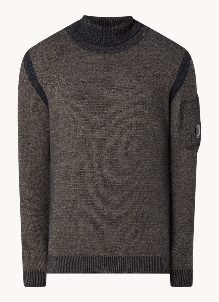 CP Company Coarse knit turtleneck in wool blend with embroidered design