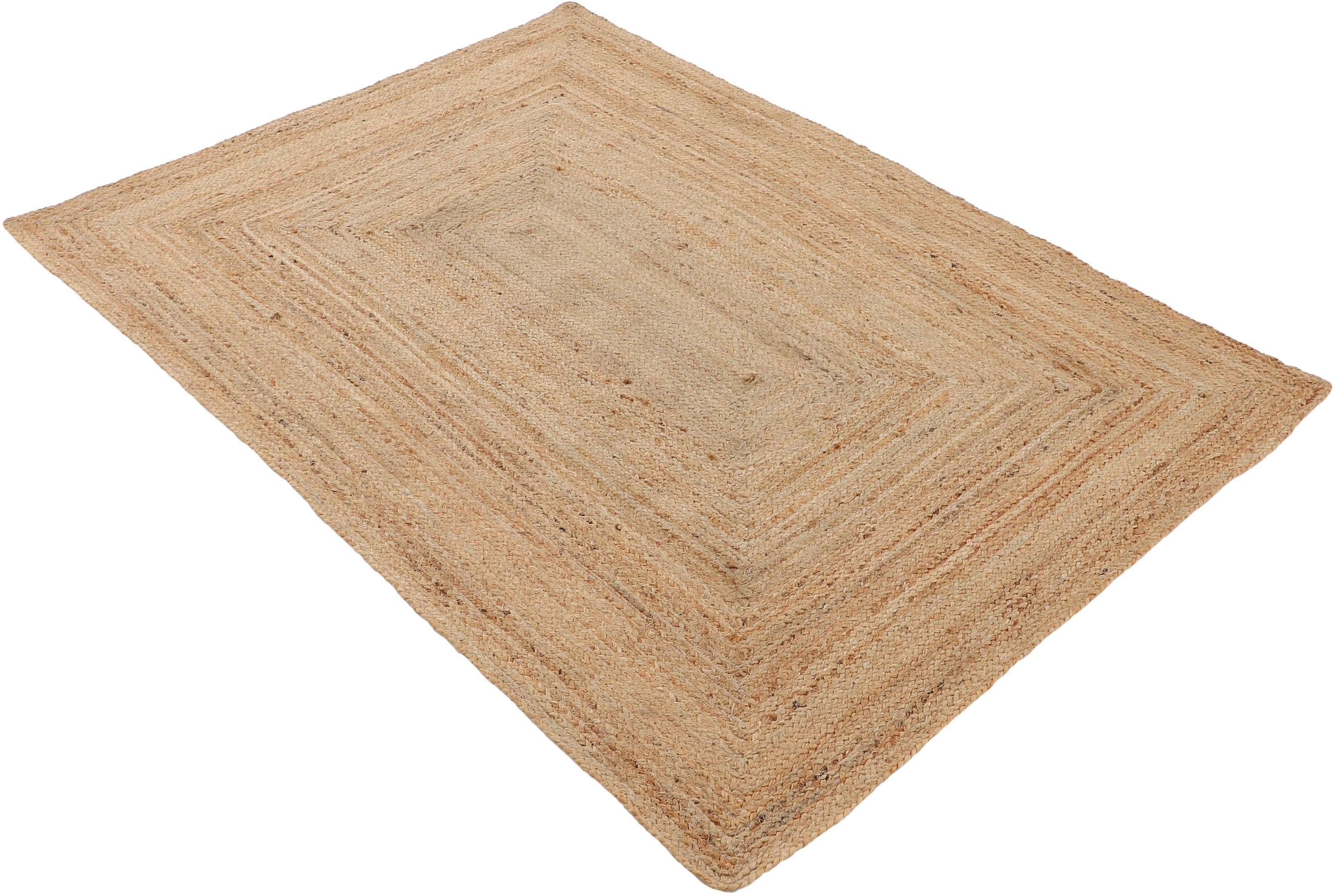 Teppich Nele Juteteppich Naturfaser, carpetfine, rechteckig, Höhe: 6 mm, geflochtener Wendeteppich aus 100% Jute, quadratisch und als Läufer