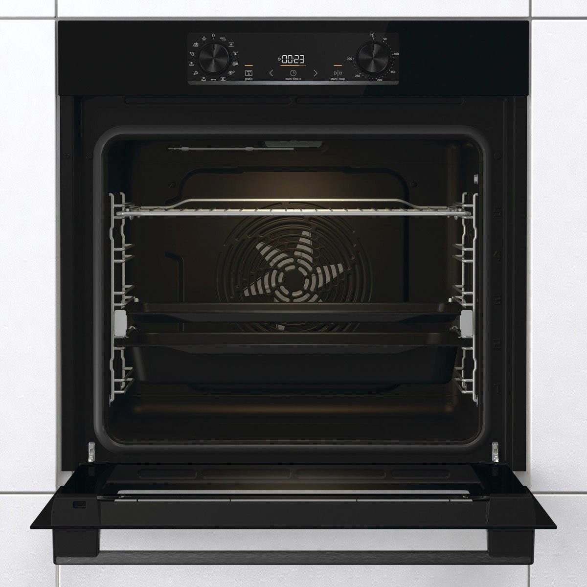 GORENJE Backofen-Set Black Pacific Basic Set, mit 1-fach-Teleskopauszug, Aqua Clean, ExtraSteam