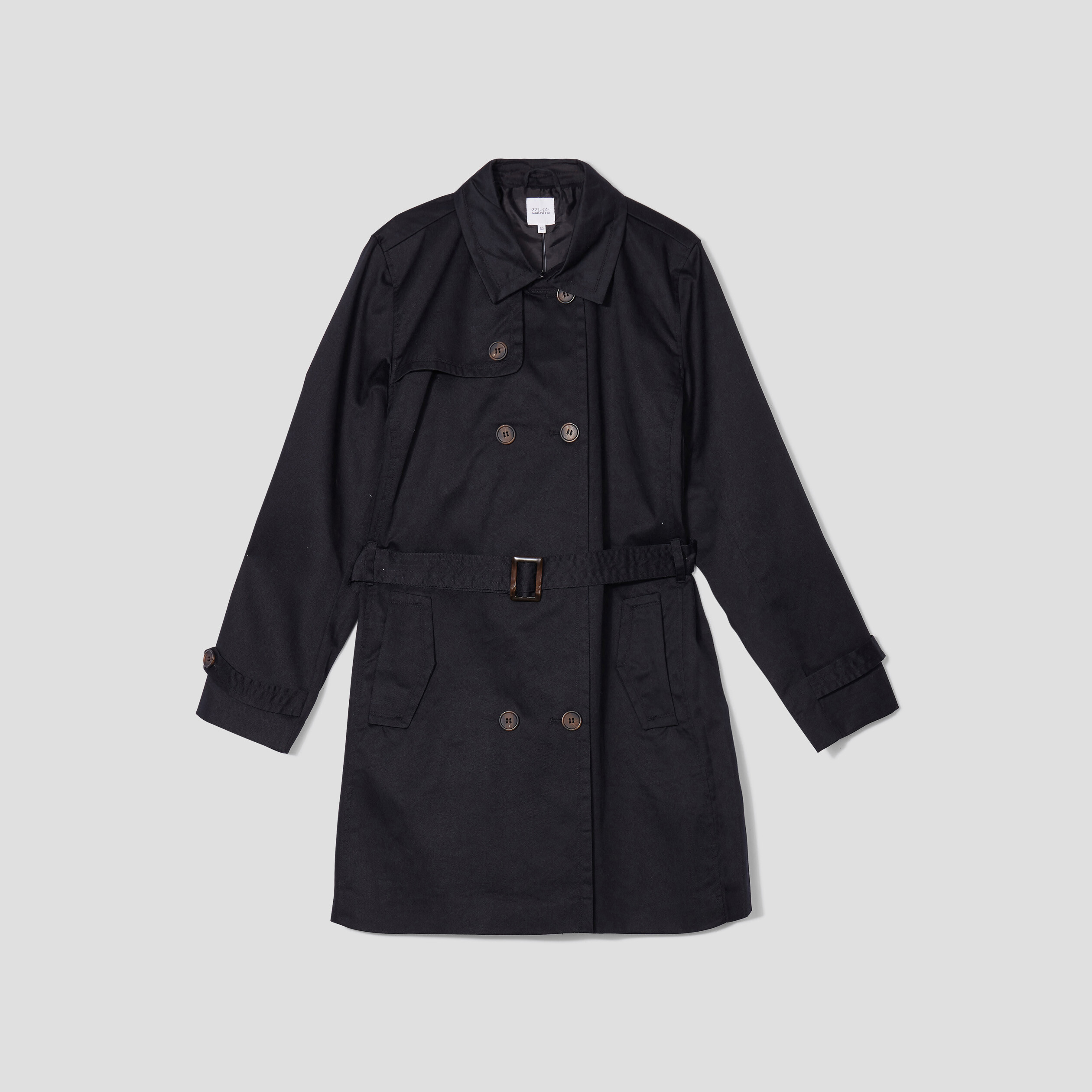 Trench droit ceinturé noir femme grande taille | La Halle