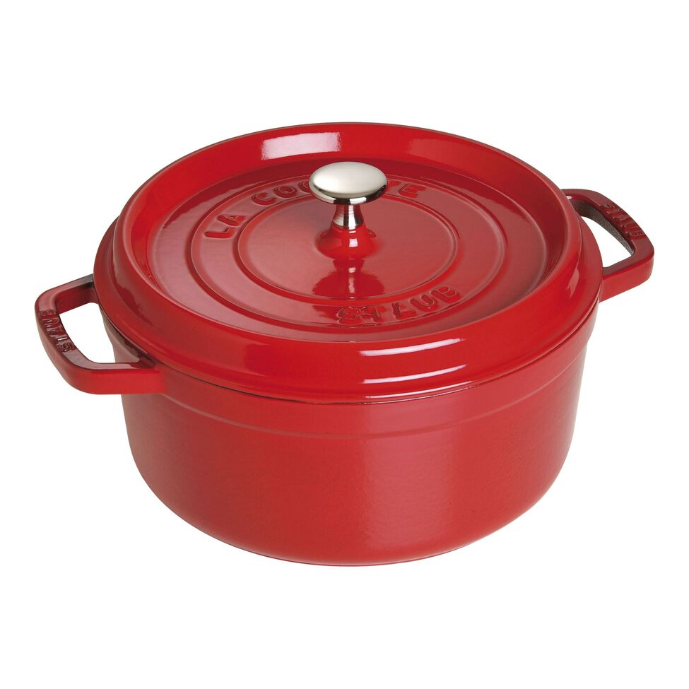 Cocotte 18 cm, rund, Kirsch-Rot, Gusseisen