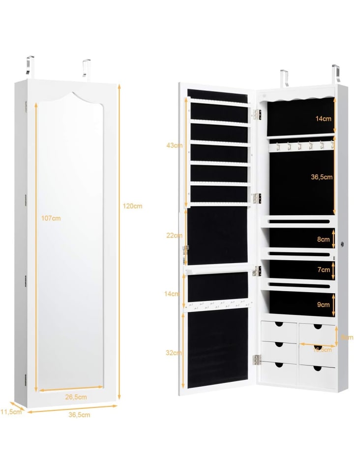 COSTWAY Schmuckschrank mit LED in Weiß günstig kaufen 120 cm