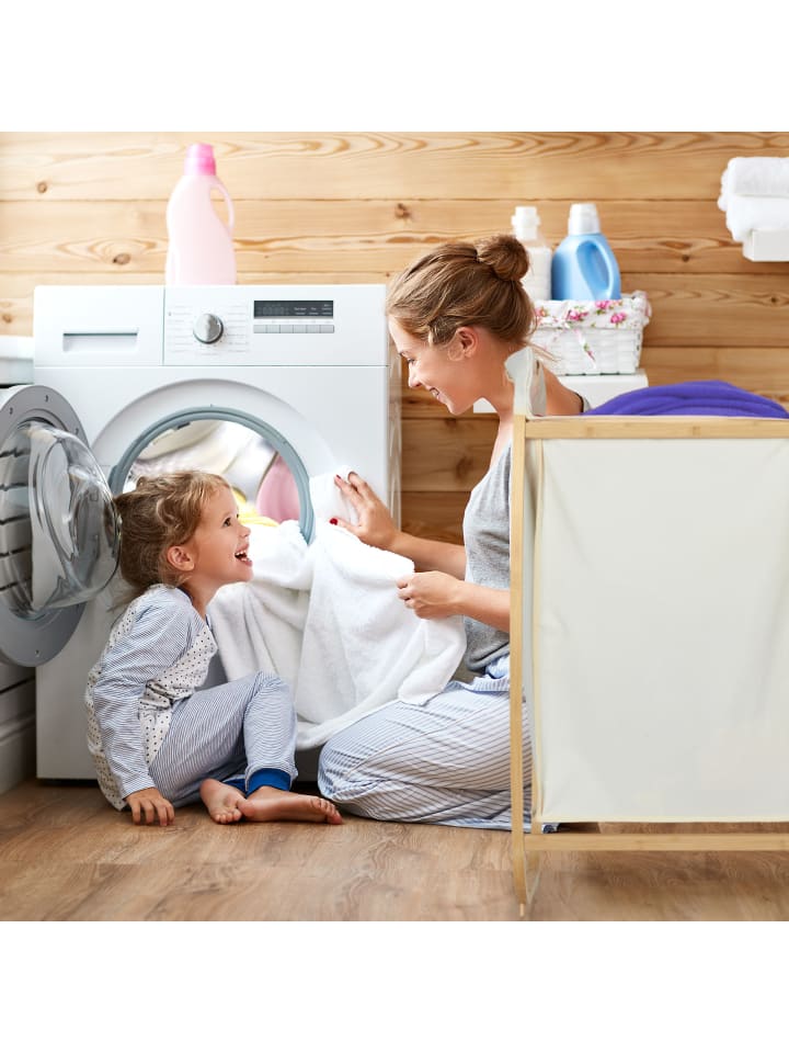 relaxdays Wäschekorb in Natur/Beige - (B)44 x (H)80 x (T)43 cm günstig kaufen onesize