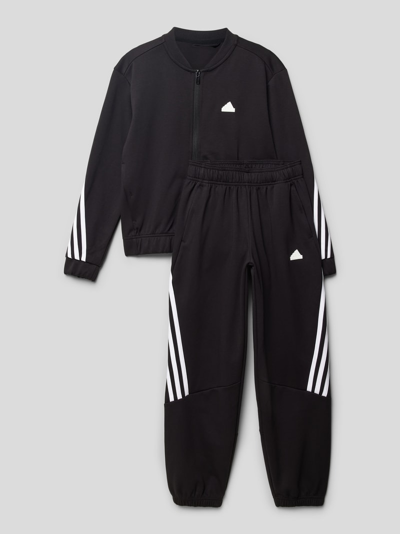 Sweatanzug mit labeltypischen Streifen in schwarz