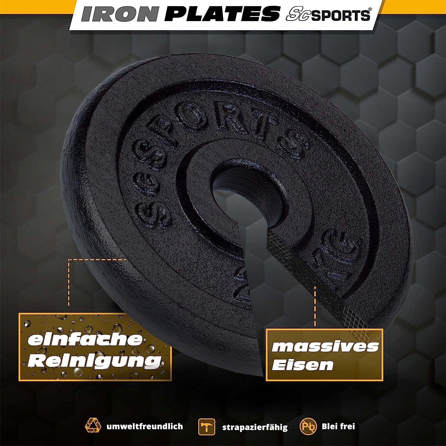 ScSPORTS® Hantelscheiben Set 5 kg Ø 30mm Gusseisen Gewichtsscheiben Gewichte, (10002964-tlg)