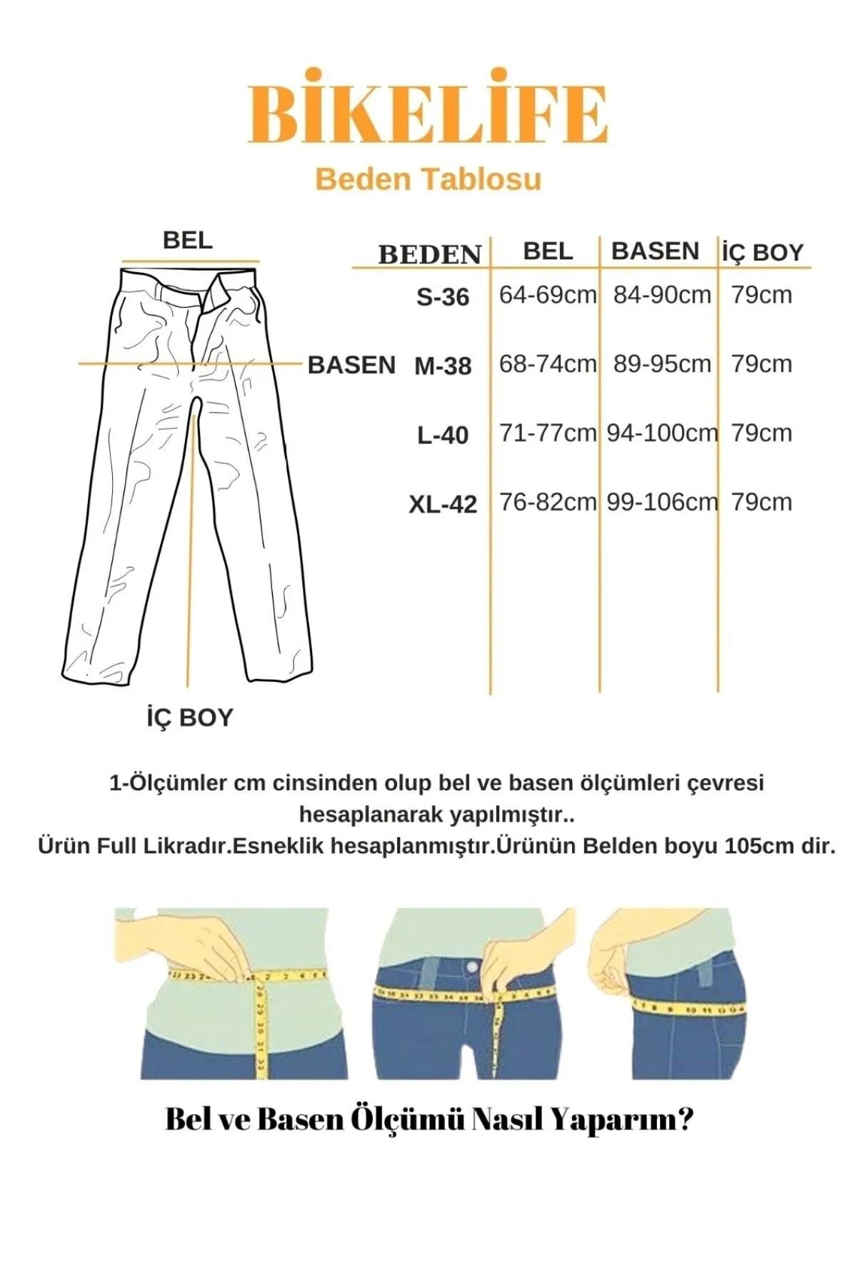BİKELİFE  Weiße, flexible Lycra-Hose mit ausgestelltem Bein für Damen