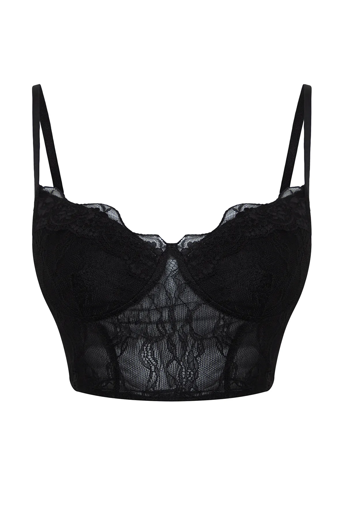 Trendyol Collection  Schwarzes, bauchfreies Strickkorsett mit detailliertem Bustier