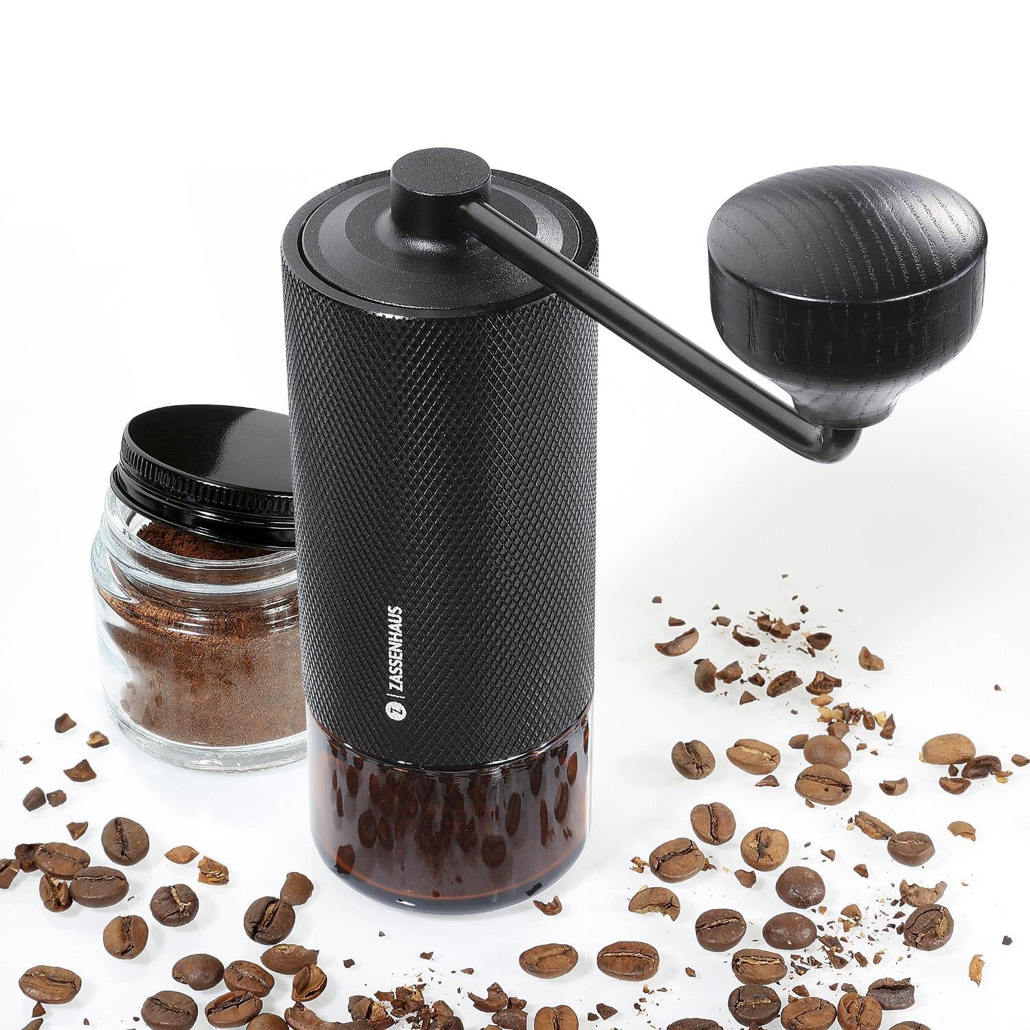 ZASSENHAUS Kaffeemühle Kaffeemühle Espressomühle BARISTA 2.0 - Handmühle, Kegelmahlwerk, Edelstahlmahlwerk