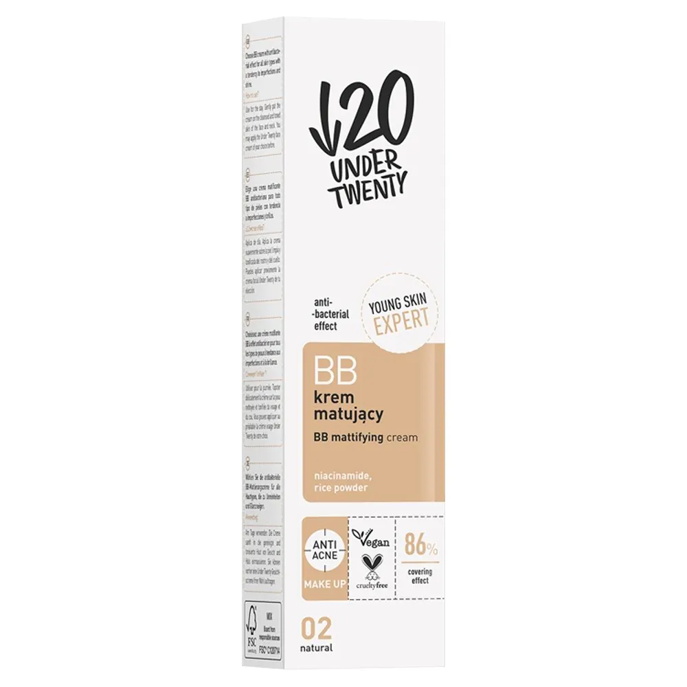 Matirajuća krema za mlađe od dvadeset godina BB 02 Natural 60ml
