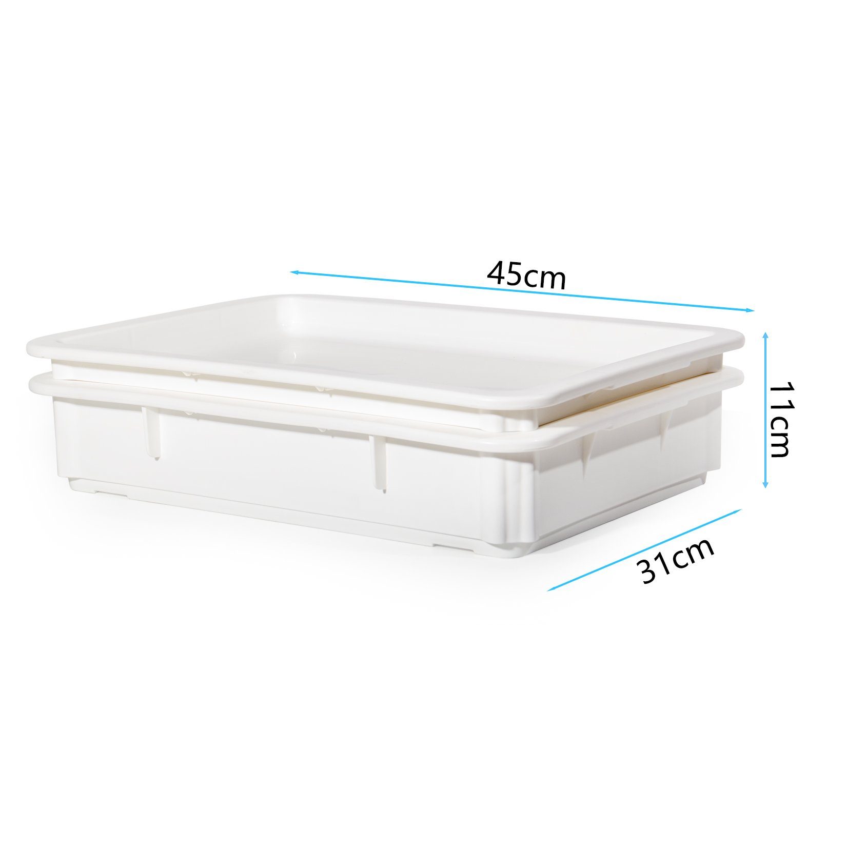 GREELUE Aufbewahrungsbox Pizzaballenbox mit deckel, 45*31*11 cm, Teigballenbox für brotteig, pizzateig, Gärbox Teigbox Hefekiste, (1x Box mit Deckel)