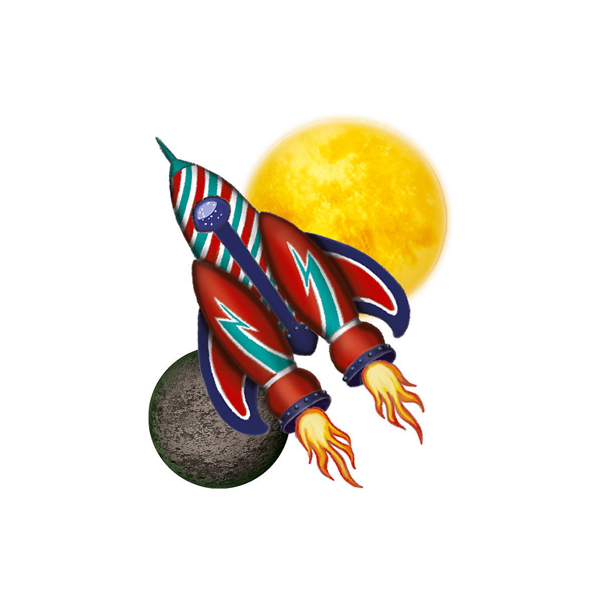 Mini-Tattoos Rakete & Planeten, 24 Stück