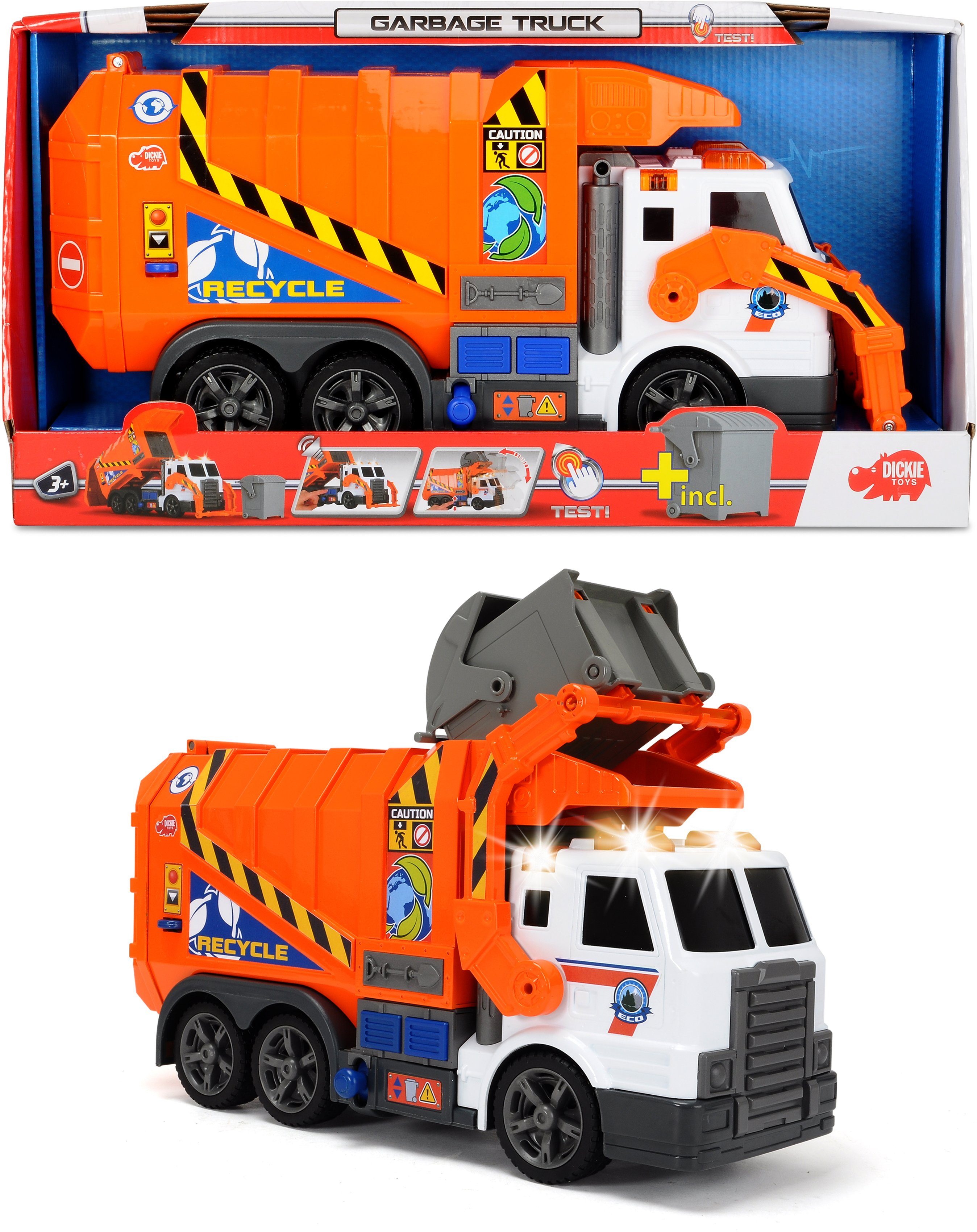 Dickie Toys Spielzeug-Müllwagen Action Series Garbage Truck, mit Licht und Sound