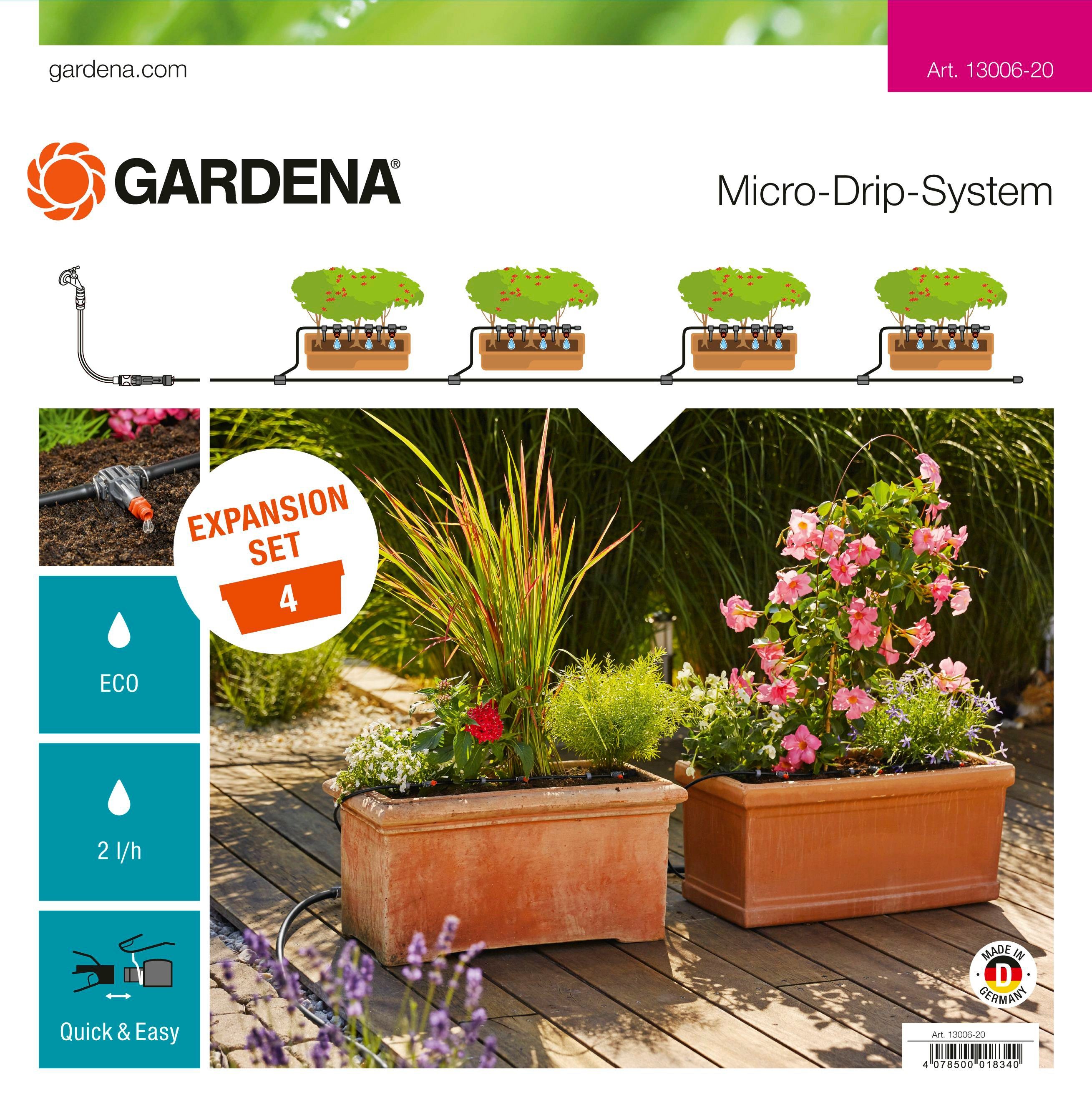 GARDENA Bewässerungssystem Micro-Drip-System, 13006-20, (Set, 32-tlg), Erweiterungsset Pflanztröge