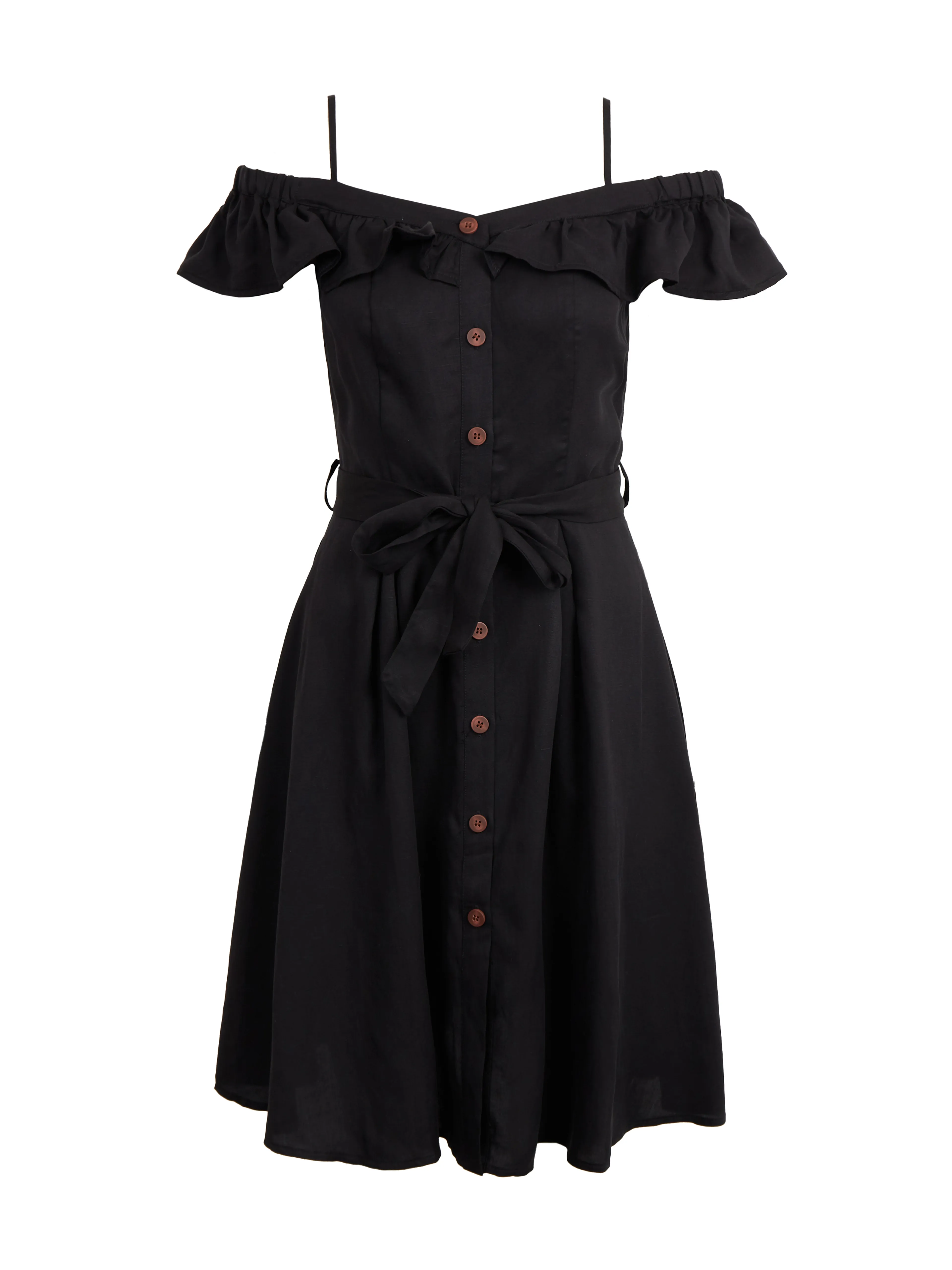 Schwarzes Damenkleid mit Leinen ORSAY