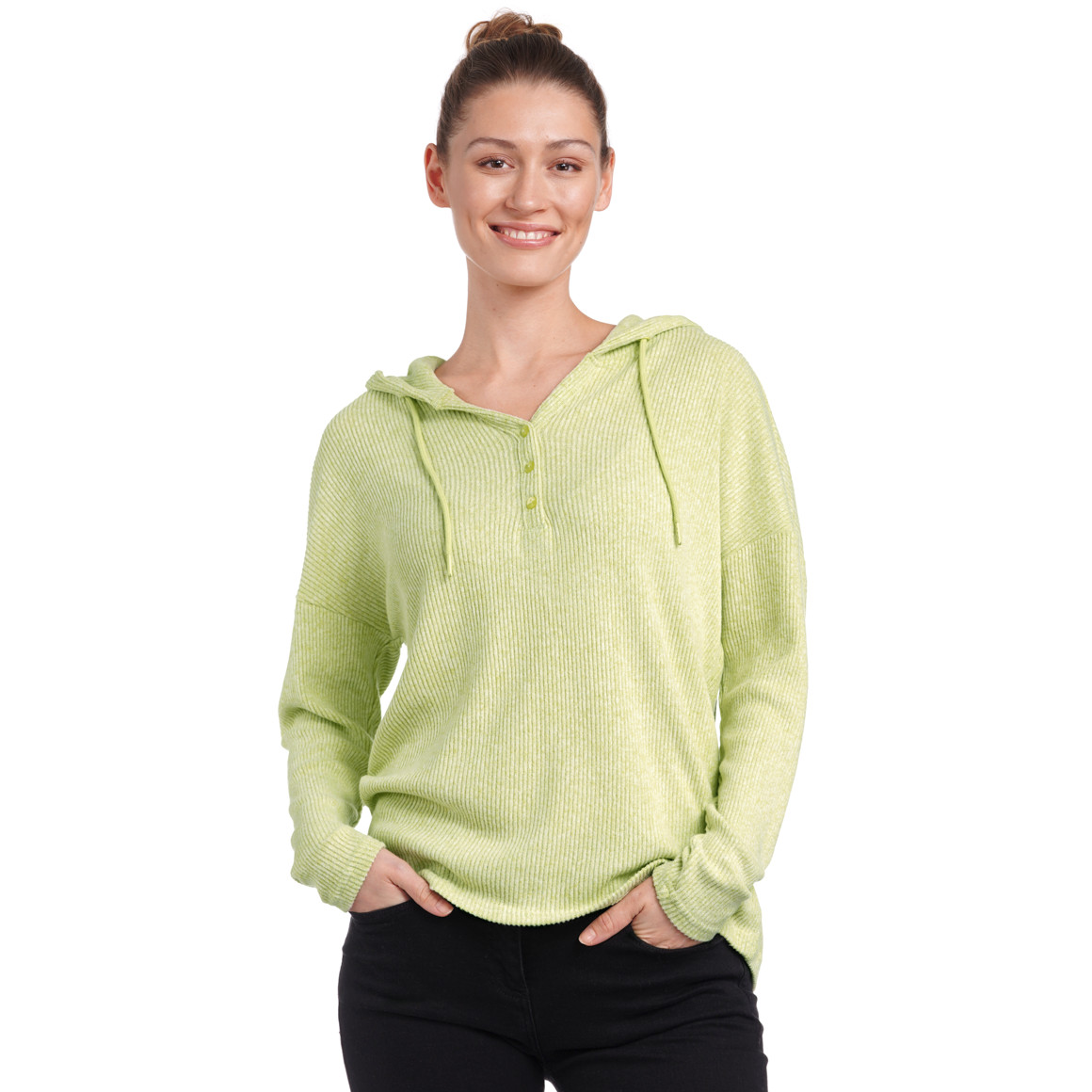 Damen Hoodie mit Knopfleiste