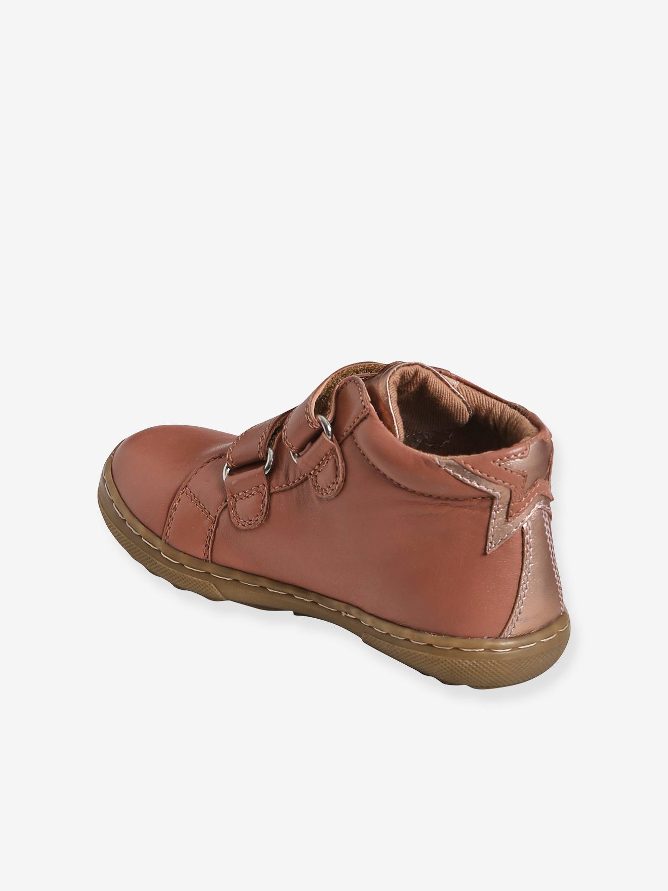 Bottines cuir scratchées fille collection maternelle rose