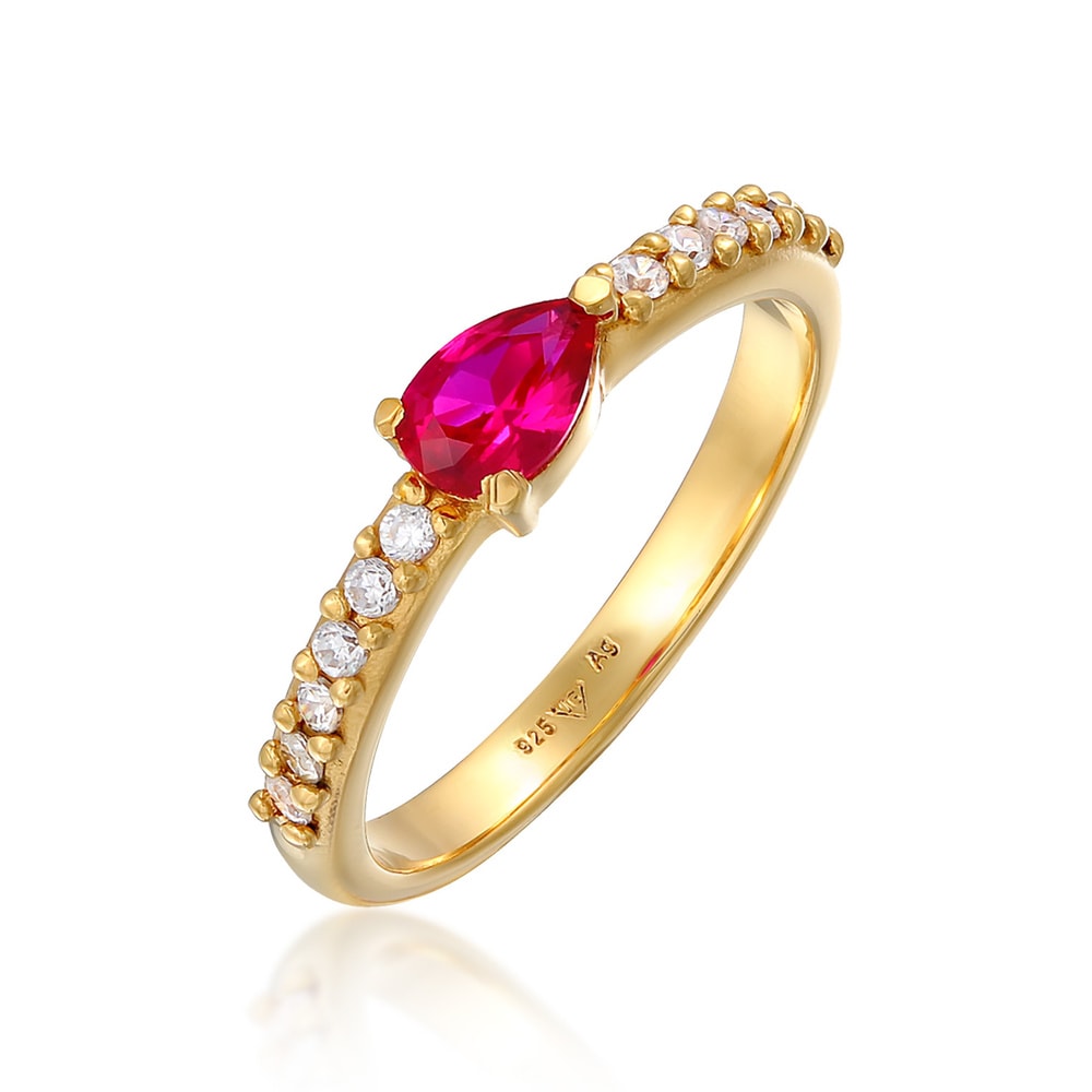 Elli Elli Bague Femmes forme goutte élégante avec rubis synth. et cristaux de zirconiu Bague