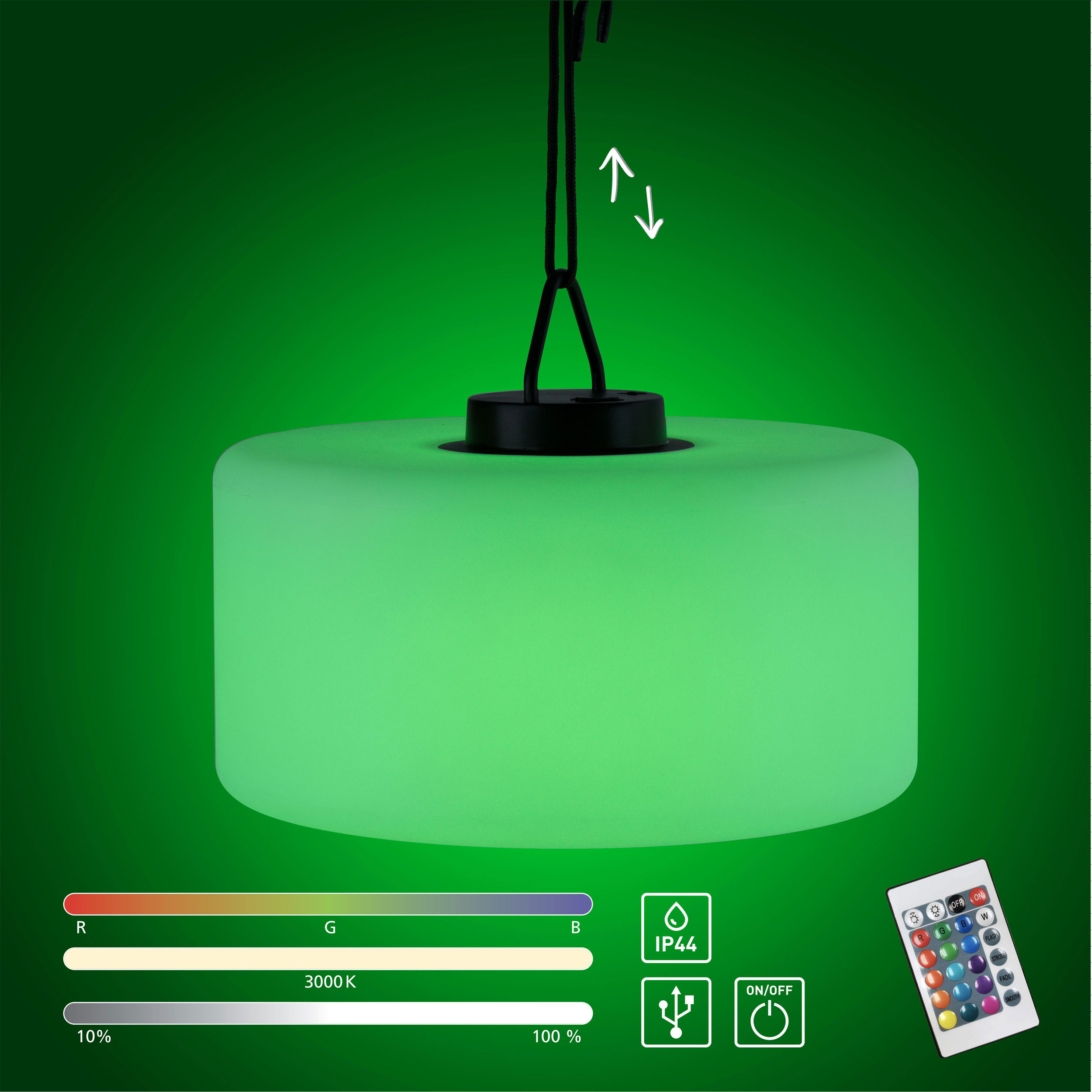 JUST LIGHT.LED-Akku-Pendelleuchte 1flg