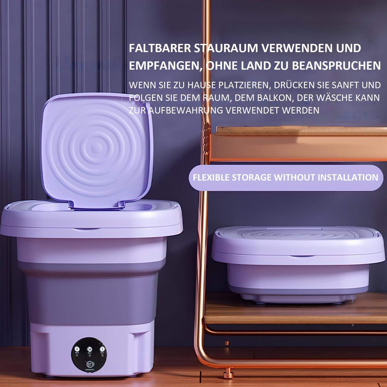 TOPMELON Wäscheschleuder Faltbar-Waschmaschine mit Ablaufkorb Tragbare 3modi