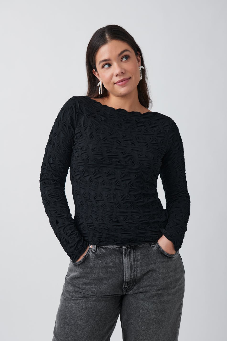 Textured long sleeve top