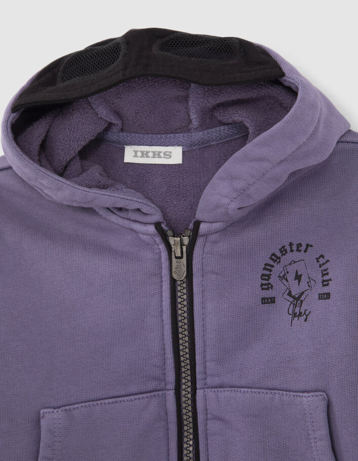 Cardigan violet print dos à capuche bébé garçon