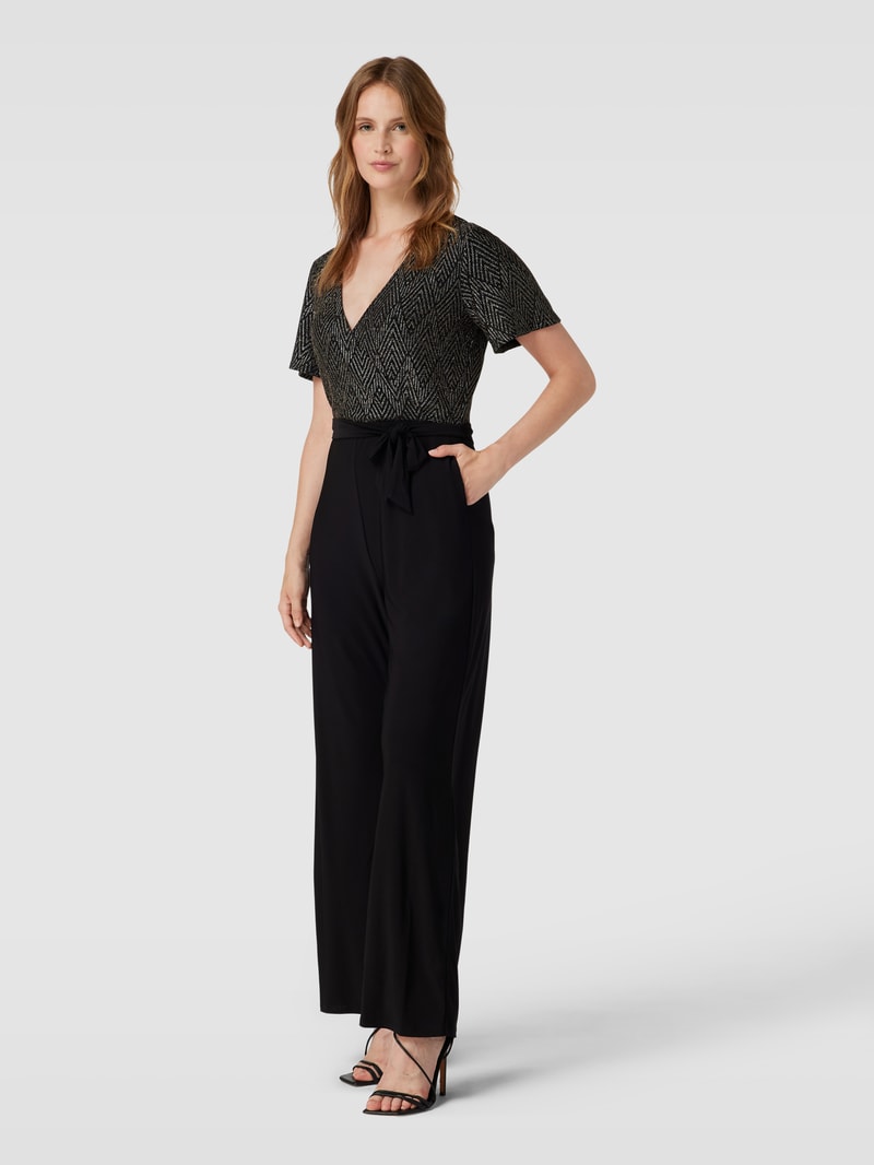 Jumpsuit mit V-Ausschnitt in silber