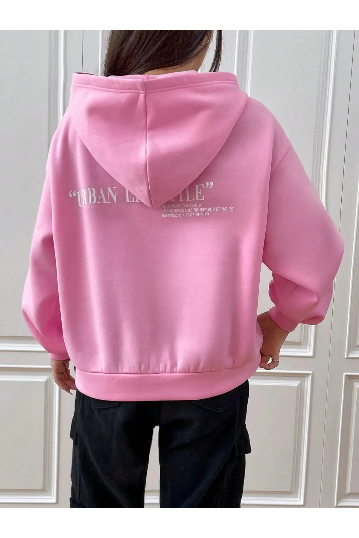Know  Rosa Urban Lifestyle bedrucktes Oversize-Kapuzenpullover für Damen