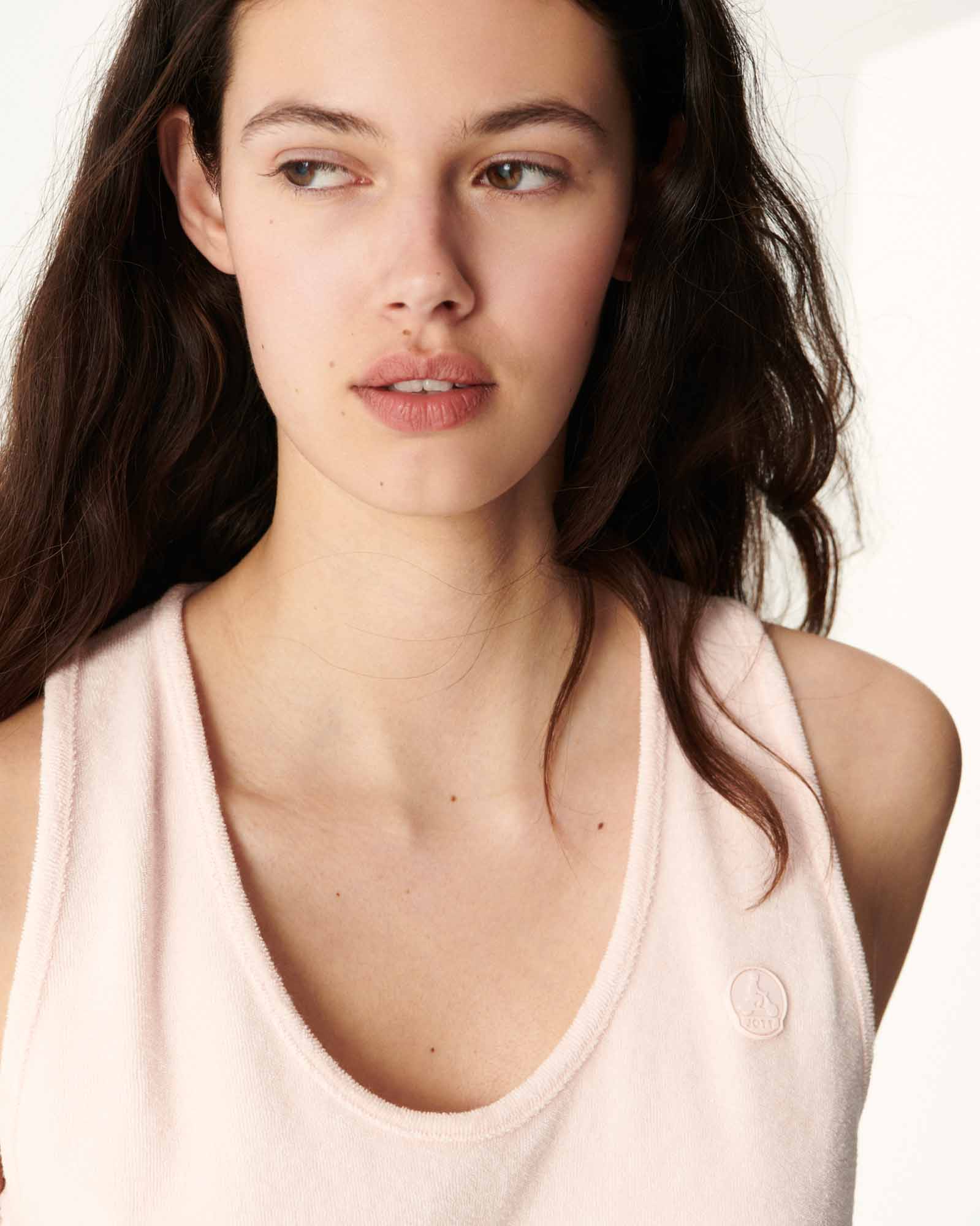 Robe longue ceinturée éponge Rose clair Ibiza