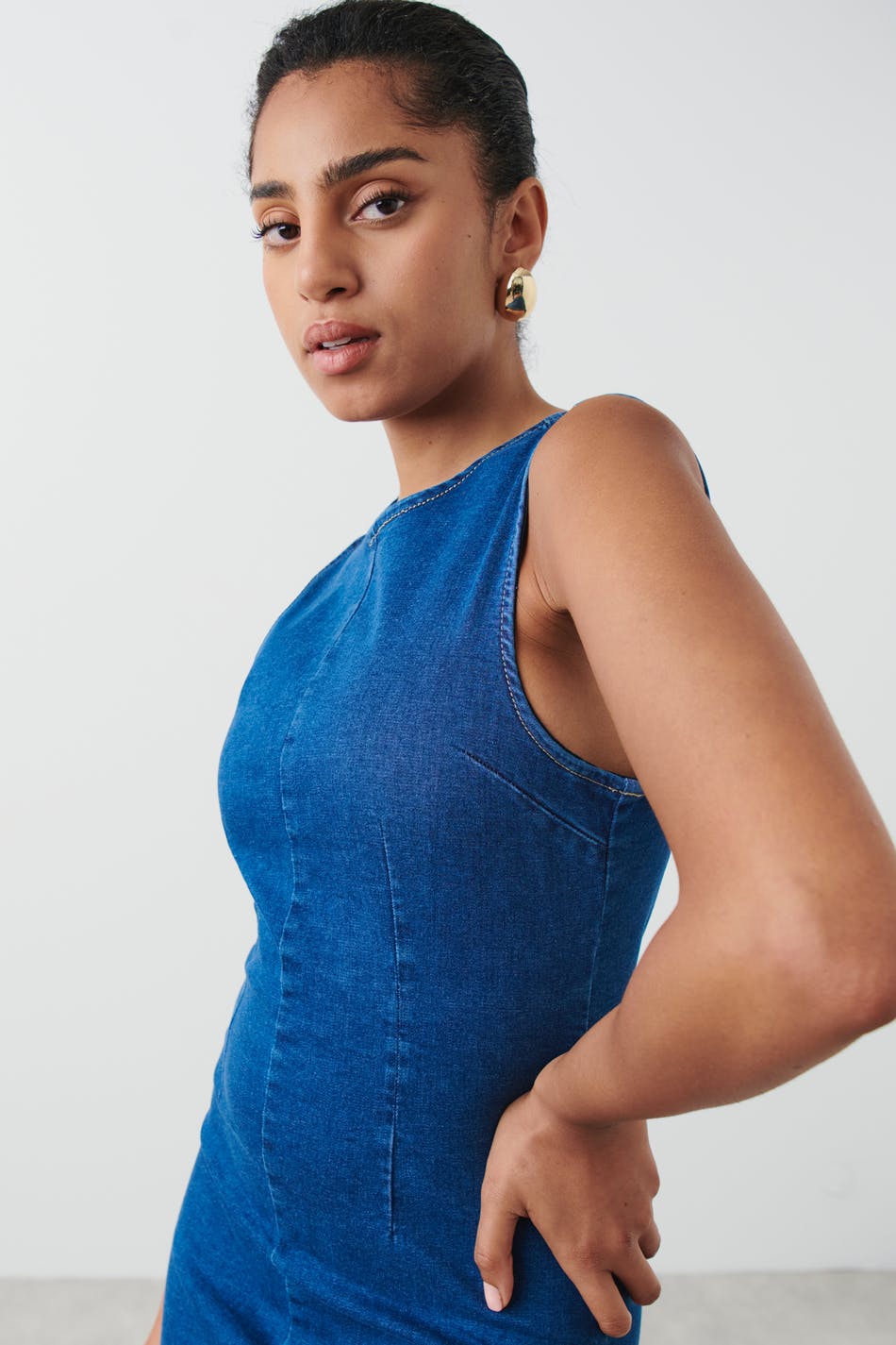 Column denim dress