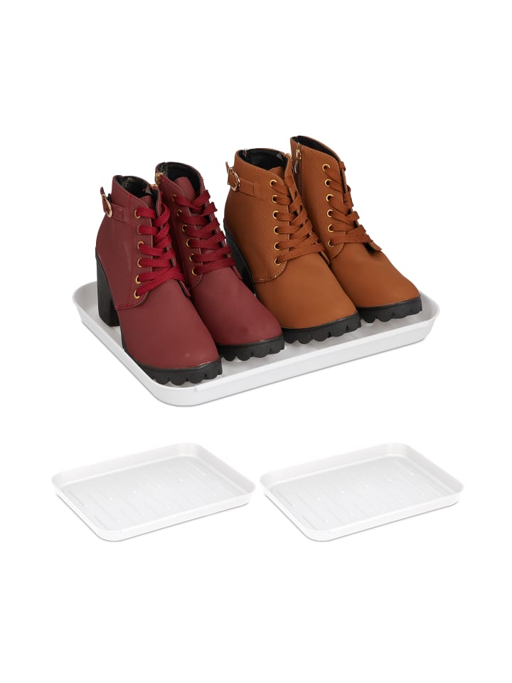 relaxdays 3 x Schuhabtropfschale in Weiß - (B)35 x (H)3 x (T)27 cm günstig kaufen onesize