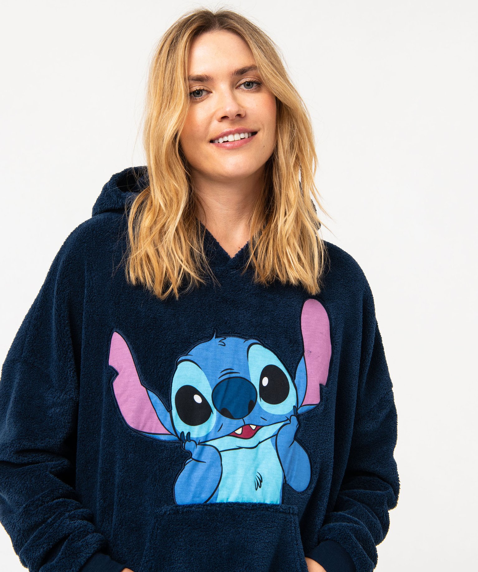 Chemise de nuit XXL à capuche motif Stitch femme - DS bleu fonce | GEMO