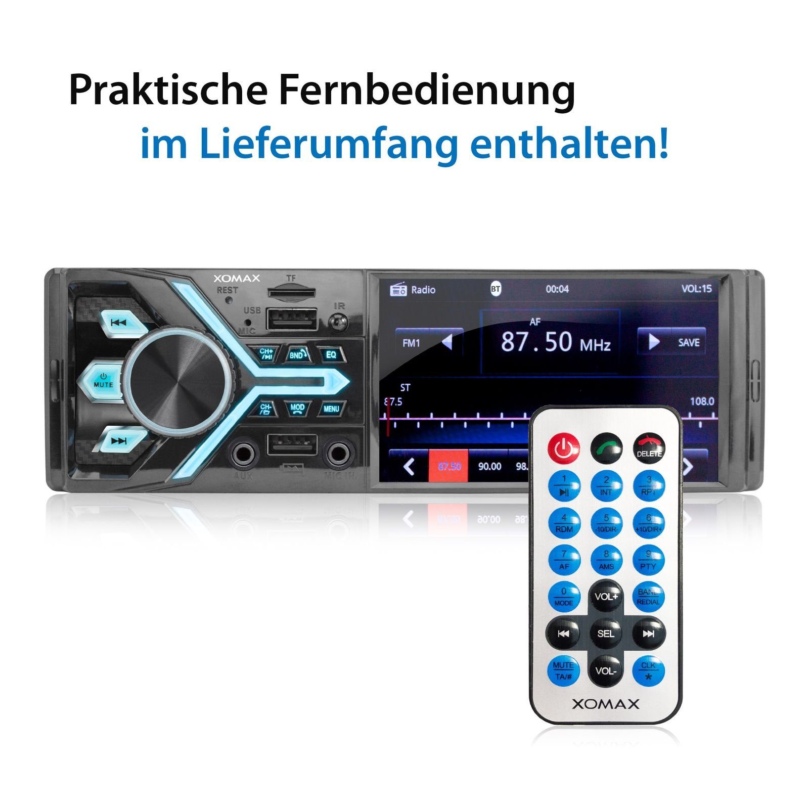 XOMAX XM-V426 Autoradio mit 4 Zoll Bildschirm, Bluetooth, 2x USB, SD, 1 DIN Autoradio