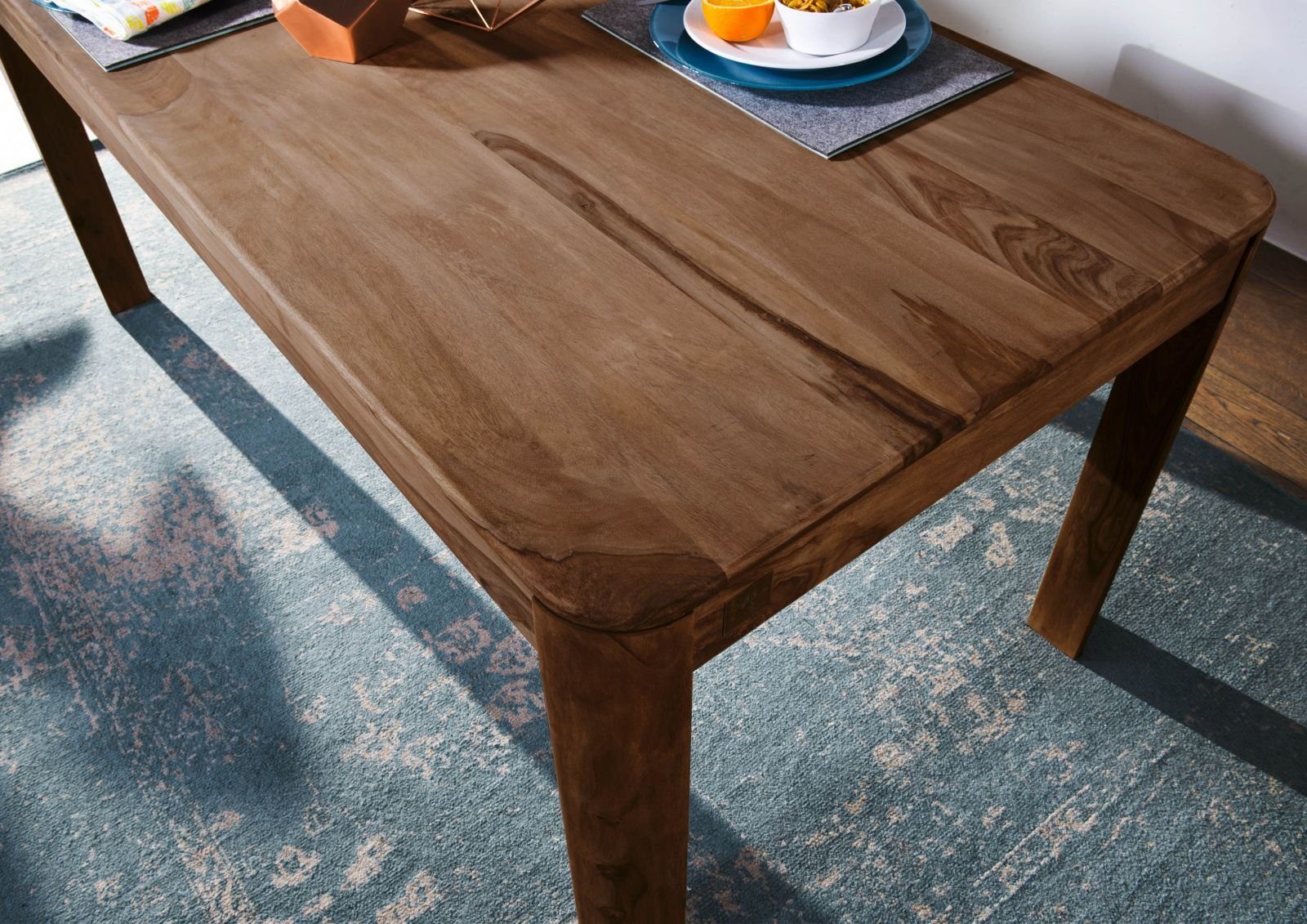 Massivmoebel24 Esstisch Esstisch Sheesham 160x90x76 smoked cherry gebeizt TORONTO #124