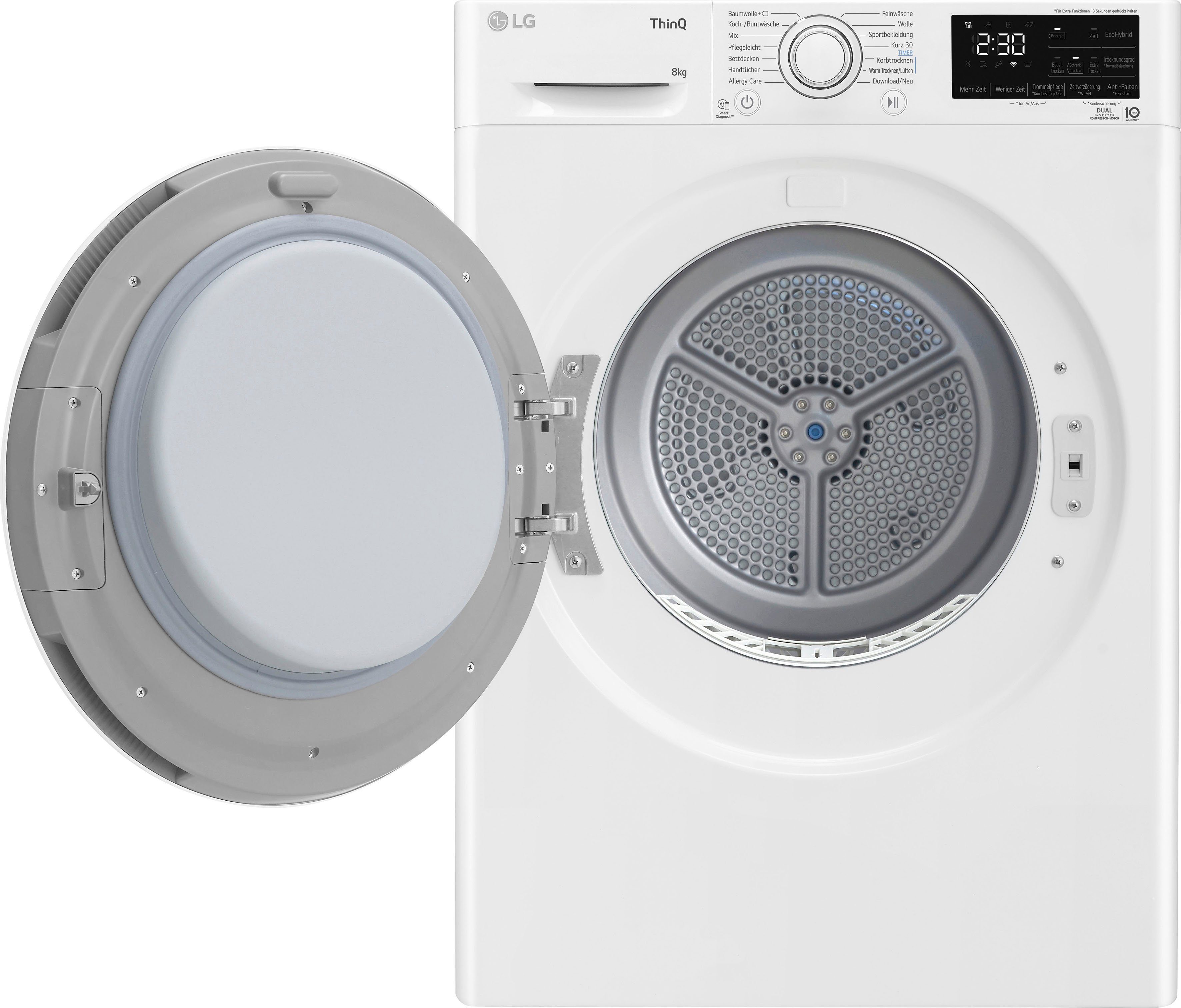 LG Wärmepumpentrockner V3RT8N, 8 kg, Allergy Care: Reduziert Allergene