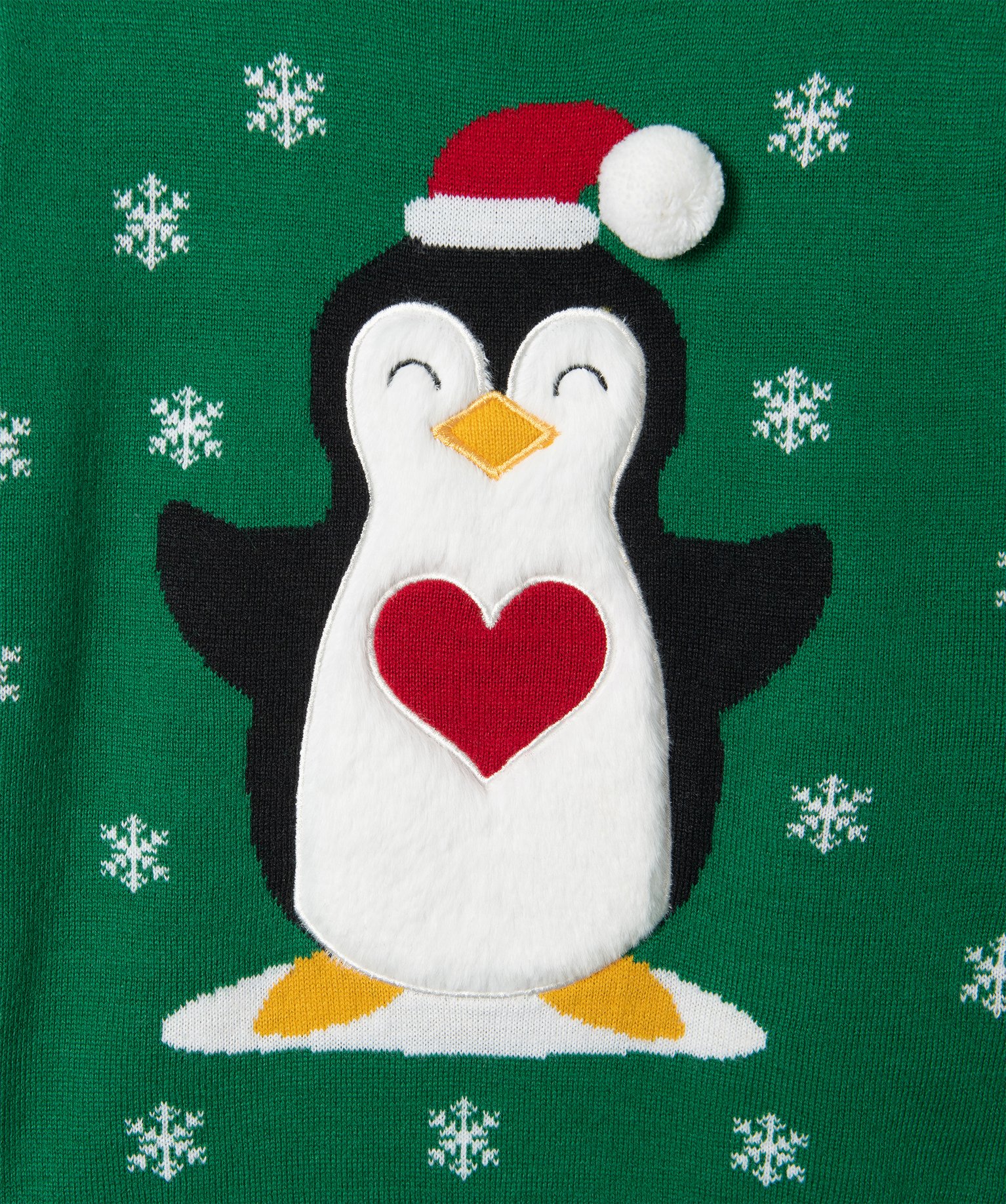 Pull fille spécial Nol avec motif pingouin vert | GEMO