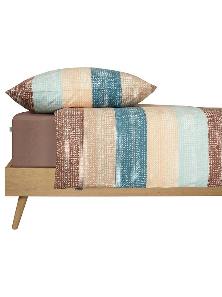 Schiesser Renforcé-Bettwäsche-Set in Beige/ Petrol günstig kaufen