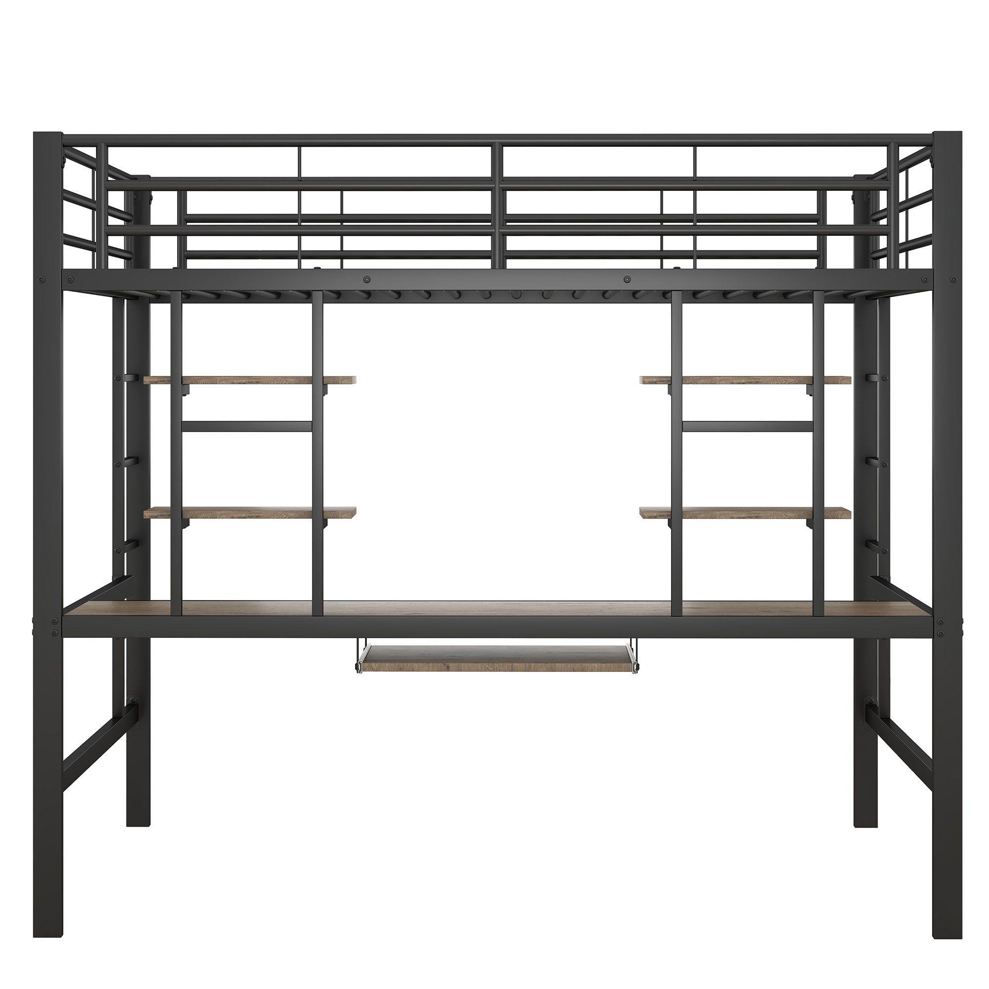 Gotagee Metallbett Jugendbett mit Schreibtisch Eisenbett 140x200cm Metallbett Hochbett