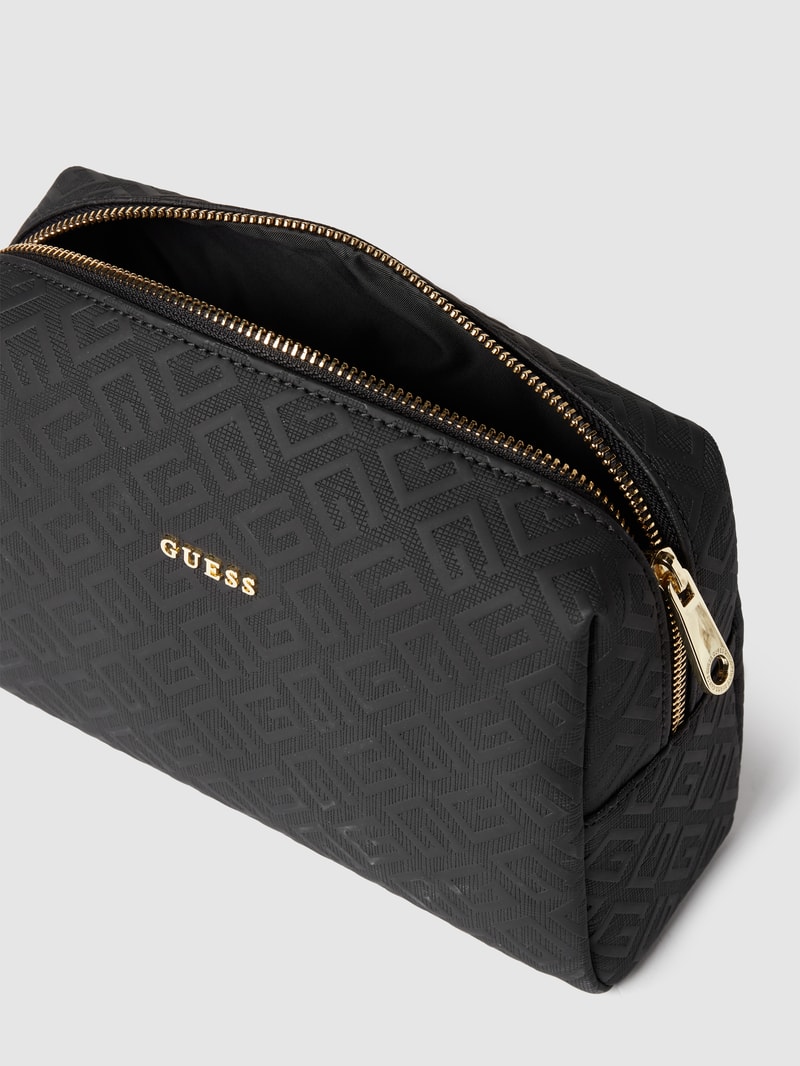Kosmetiktasche mit Strukturmuster in schwarz