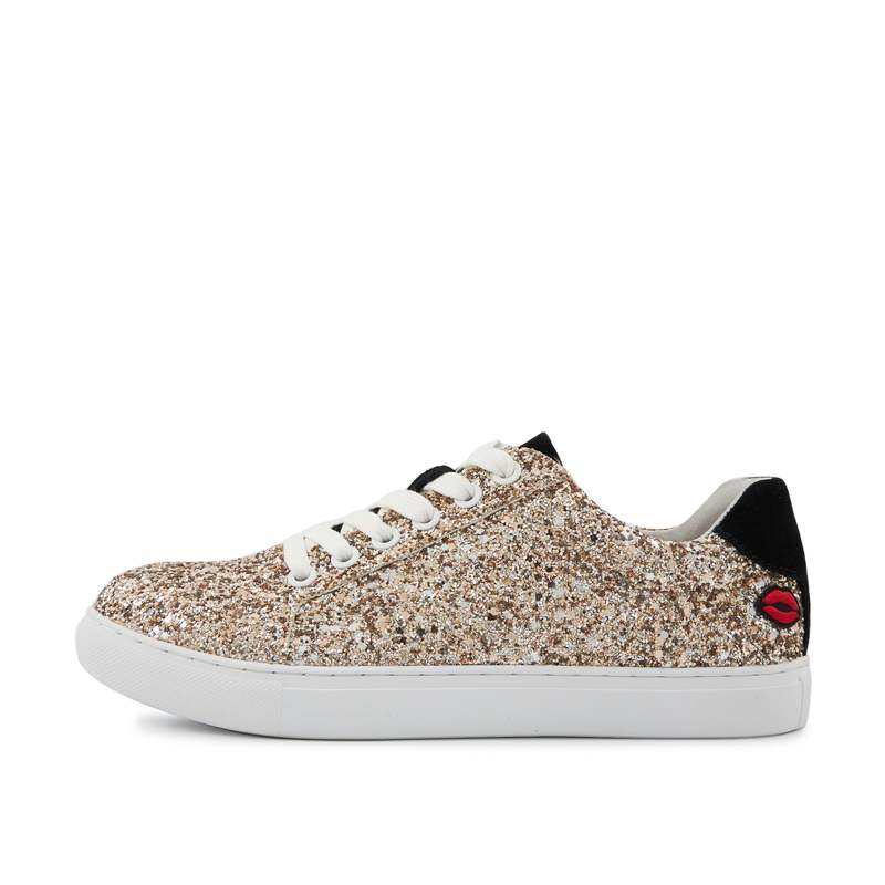 Baskets en cuir Simone glitter or rose