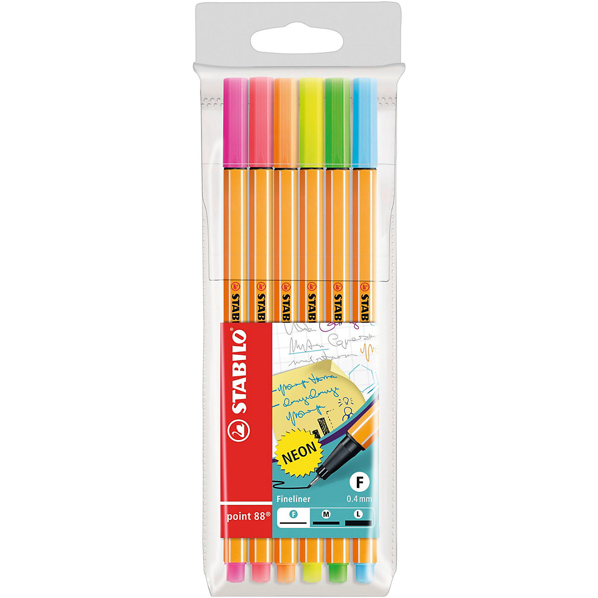 Fineliner point 88 NEON, 6 Farben