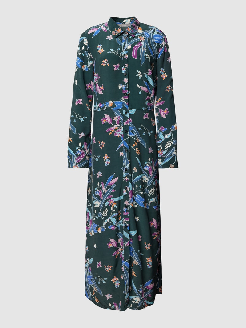 Maxikleid mit Allover-Muster in smaragdgrün