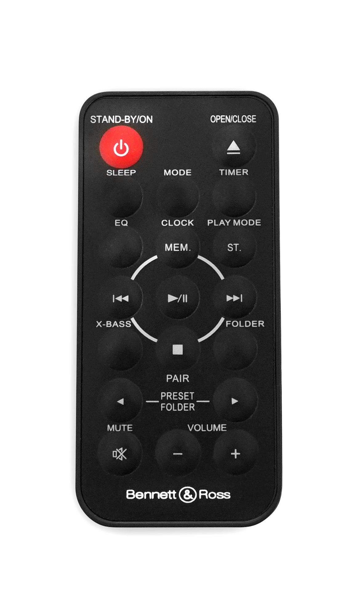 Bennett & Ross Ålesund Vertikal Stereoanlage (UKW/MW-Radio, 10 W, Microanlage mit CD/MP3-Player, USB, Bluetooth- und NFC Schnittstelle)