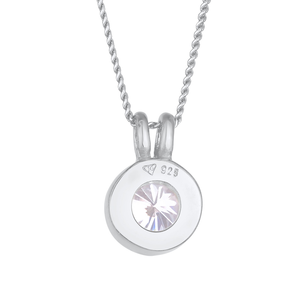 Elli Elli Collier Femmes Pendentif Solitaire Rond Classique avec Cristal de Zirconium  collier