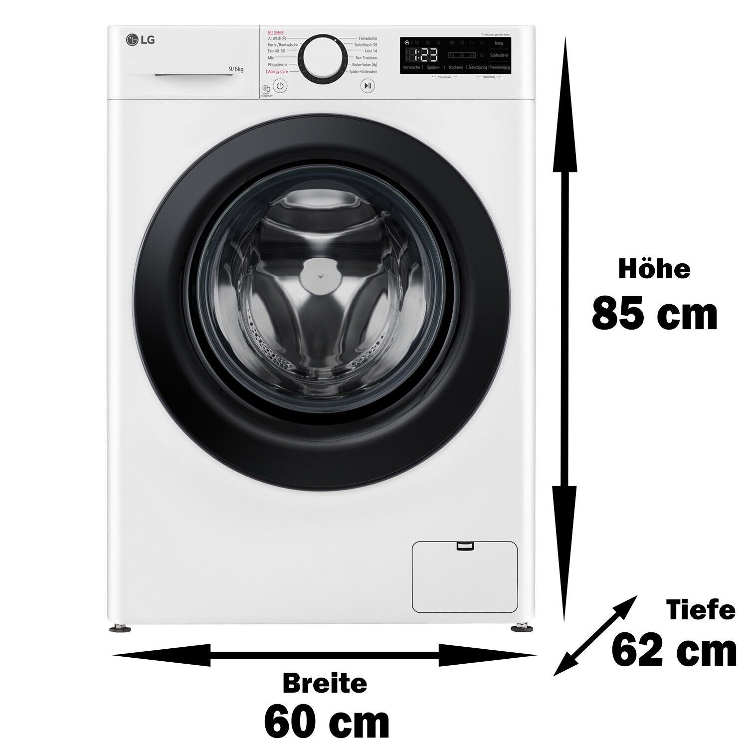 LG Waschtrockner W4WR42966, 9,00 kg, 6 kg, 1400 U/min, AI DD® / TurboWash® 360° / AquaLock® / Smart Diagnosis®