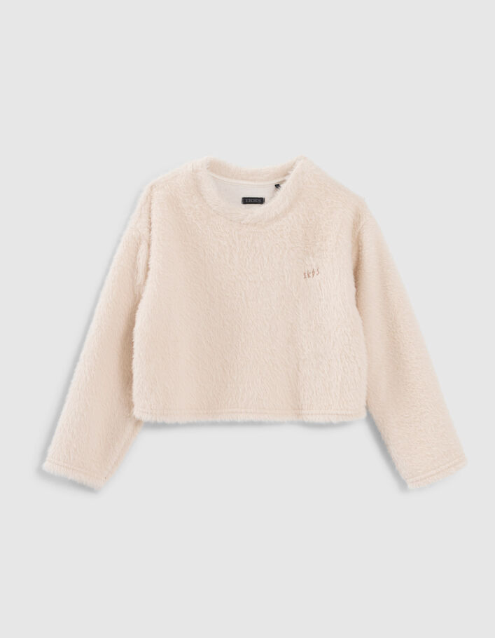 Sweat écru maille duveteuse fille