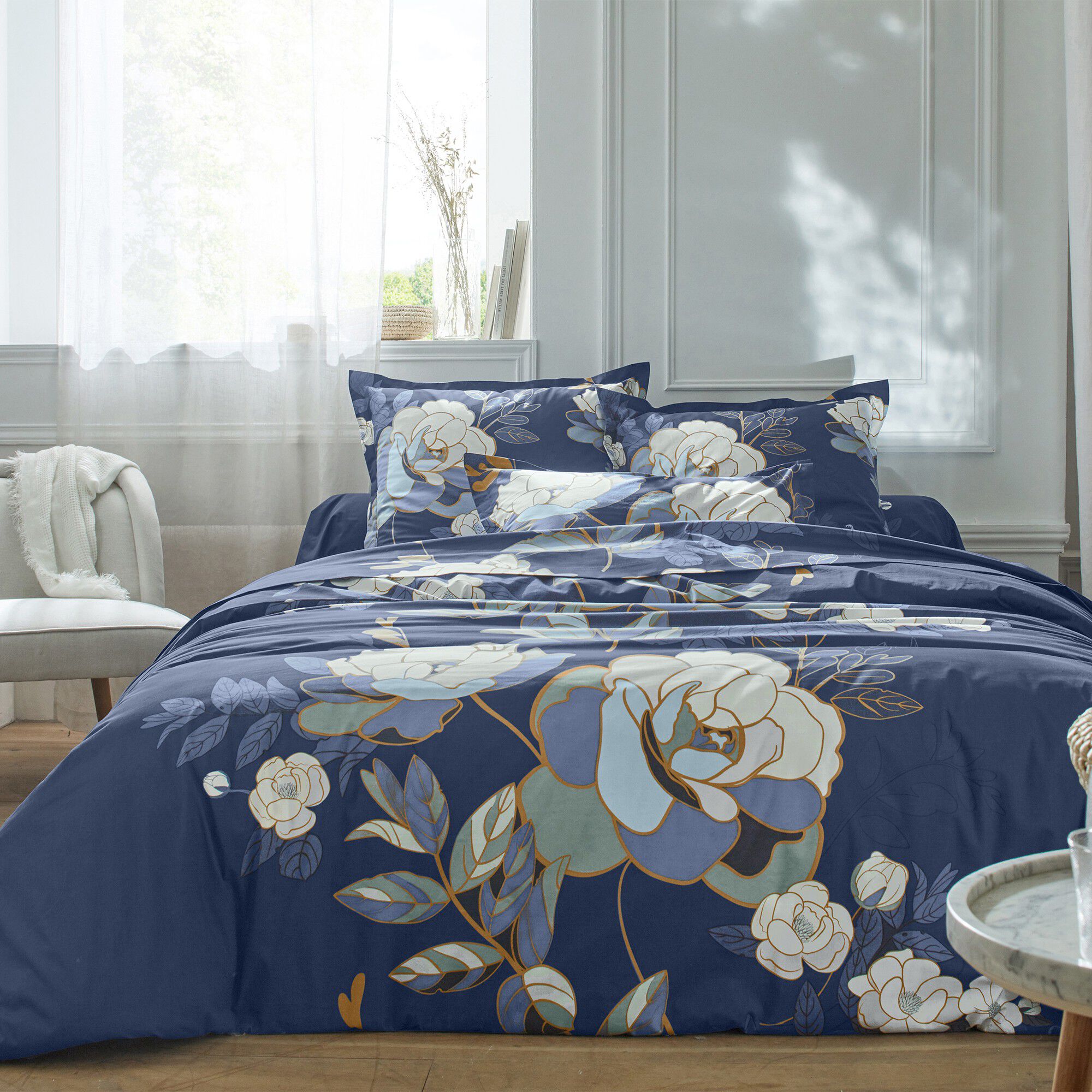 Linge de lit Louise imprimé floral – percale coton