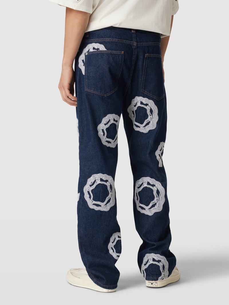 Jeans mit Zierbesatz in dunkelblau