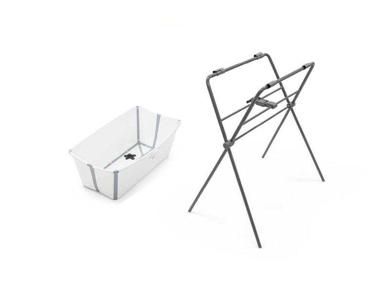 Ensemble baignoire et support Flexi Bath blanc et gris