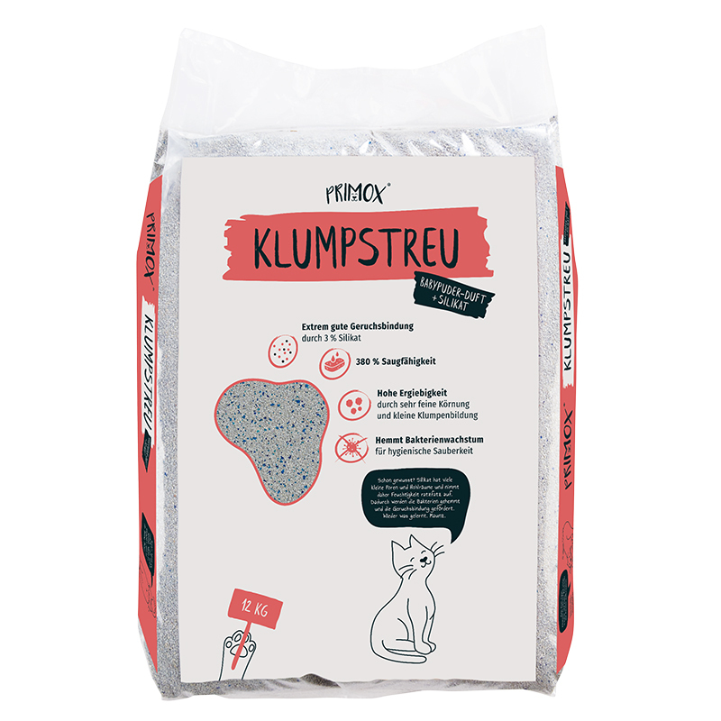 PRIME Katzenstreu PRIME PRIMOX Klumpstreu Babypuderduft Silikat 12kg